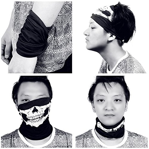 Rovtop 3 pzas Pasamontañas de Calavera Braga de Cuello Casco Moto Mascara Moto Negros para Invierno Respirable Máscara de Tubo Máscara Facial de la Motocicleta