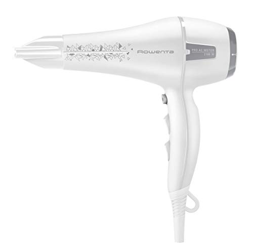 Rowenta CV7825F0 Blanco - Secador de pelo AC, Potencia 2100W, motor categoría profesional AC, 6 ajustes velocidad/temperatura, cable 1,8 m, boquilla 9 mm, aire 100 km/h