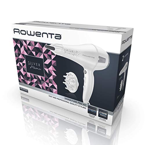 Rowenta CV7825F0 Blanco - Secador de pelo AC, Potencia 2100W, motor categoría profesional AC, 6 ajustes velocidad/temperatura, cable 1,8 m, boquilla 9 mm, aire 100 km/h