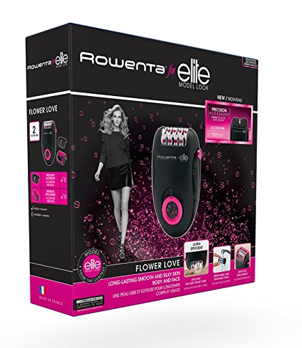 Rowenta Flower Love EP2832F0 - Depiladora, 2 velocidades, 24 pinzas, accesorios para el rostro y de Iniciación, negro