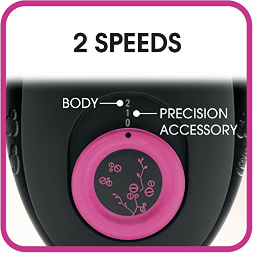 Rowenta Flower Love EP2832F0 - Depiladora, 2 velocidades, 24 pinzas, accesorios para el rostro y de Iniciación, negro