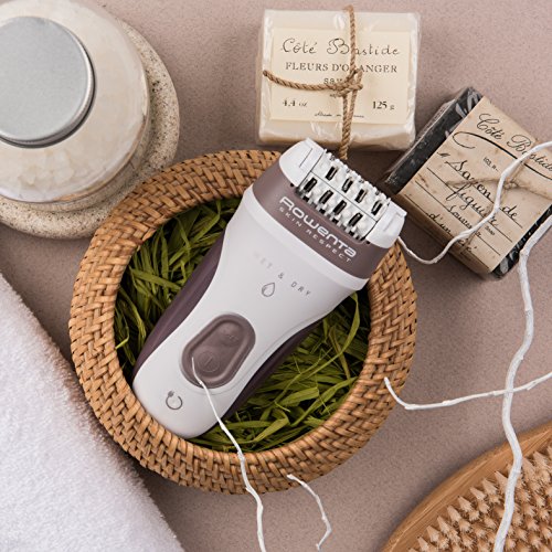 Rowenta Skin Respect EP8060F0 - Sin cable y utilizable bajo el agua, 24 pinzas con cabezal exfoliante y rasurador, accesorio para axilas, cabezal de recorte con cepillo limpiador y neceser