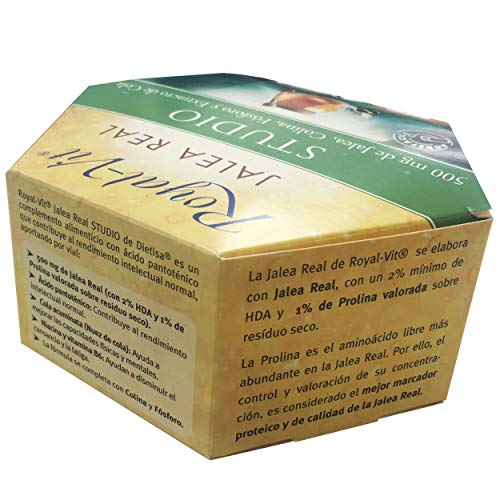 Royal-Vit Jalea Real Studio 20 Viales de 10 ml de Dietisa - Complemento Alimenticio con 500 mg de Jalea Real, Colina, Fósforo, Extracto de Cola y Vitamina B6 - Contribuye a la Concentración, la Buena Memoria y Ayuda a Disminuir la Fatiga