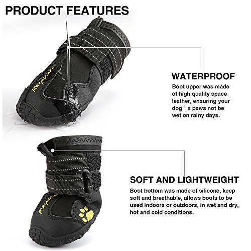 RoyalCare Zapatos Perro, Impermeable Zapatos Perro para Mediano y Grandes Perros - Negro (6#)