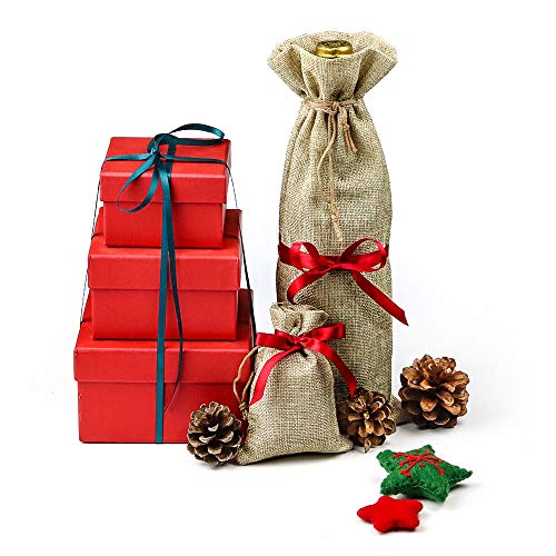 RUBY - 100 Bolsitas Saco de Yute 9cm x 7cm para Regalo joyeria, bolsita para Regalo de Tela de arpillera, Bodas, comuniones, Saco Navidad, reuniones, artesanía de Bricolaje (100pcs Natural)