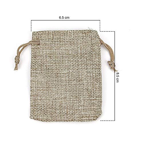 RUBY - 100 Bolsitas Saco de Yute 9cm x 7cm para Regalo joyeria, bolsita para Regalo de Tela de arpillera, Bodas, comuniones, Saco Navidad, reuniones, artesanía de Bricolaje (100pcs Natural)