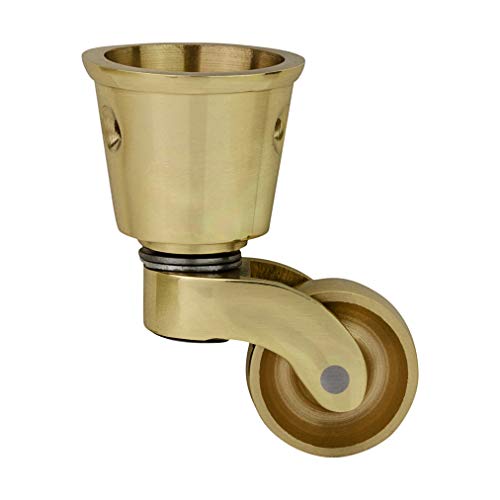 Rueda de latón macizo de alta calidad con rueda de 25 mm (juego de 4) – Latón pulido sólido genuino – Vintage antiguo – Ajuste estilo taza – latón pulido – Empresa del Reino Unido