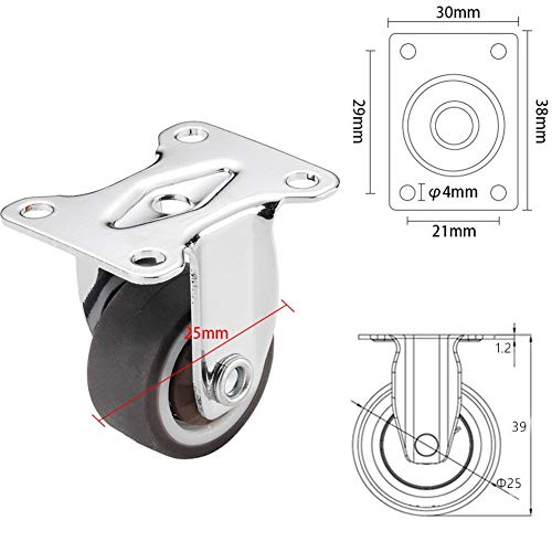 Ruedas pequeñas de 25 mm con tornillos Ruedas de servicio pesado Rueda giratoria Ruedas de goma para muebles Carro de mesa Silla de oficina Ruedas de ruedas