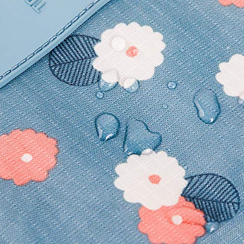 Ruesious Maquillaje Impermeable Bolsa de Maquillaje OrganizaNeceser de Maquillajes Belleza Impermeable, Maleta Estuche Portátil de Cosméticos de Gran Capacidad(Flor azul)