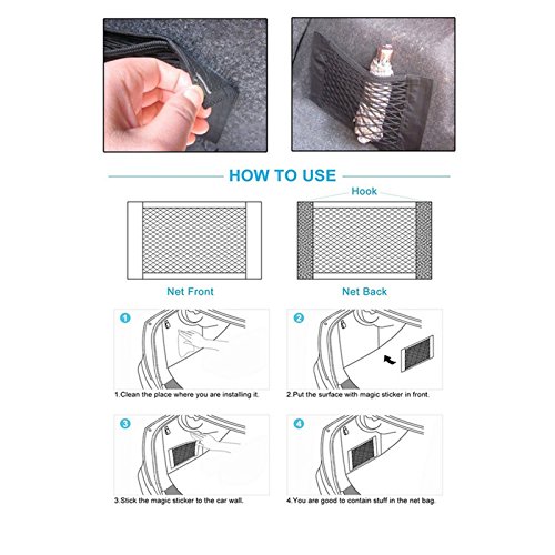 Ruesious Red de Almacenamiento de Troncos, [2 Pack] Red de Almacenamiento de Autos - Botellas, comestibles, almacenaje Agregar organizadores para Carro de automóviles