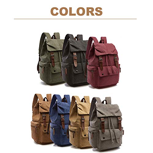 Rufun Mochila de Lona Vintage para portátiles Mochilas de Viaje Bolsa de Gran Capacidad Unisex (Marrón)