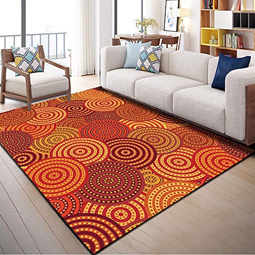 RUGMRZ Lujoso Lavable Habitacións La Alfombra Alfombra Grande Deslizante y Duradera con diseño Redondo Naranja y Puntos Antideslizante Alfombra Naranja 80X120CM