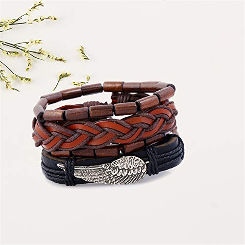 Ruikey Pulseras de Cuero Ajustables Pulseras de Cuero Mujer Personalizadas Pulsera Multi-Capa Pulsera del Diseño Creativo para Regalo de Cumpleaños