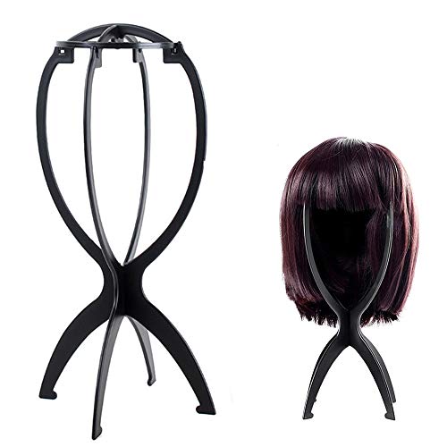 RuiSi 2 pack porta peluca corta 14.2 pulgadas herramienta de exhibición de peluca duradera plegable porta peluca negro