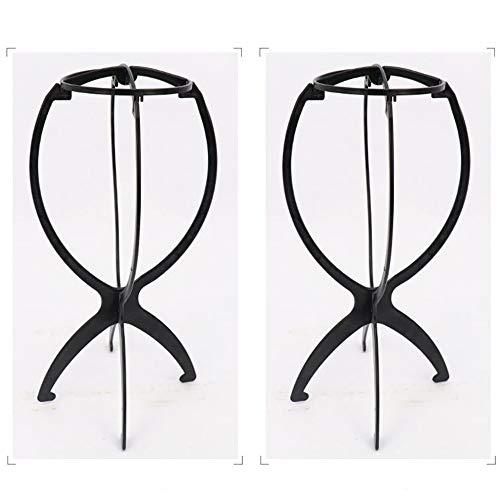 RuiSi 2 pack porta peluca corta 14.2 pulgadas herramienta de exhibición de peluca duradera plegable porta peluca negro