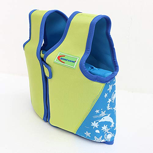 Ruiuzi Chaleco Flotador de natación Natación Chaleco Flotador Chaqueta de Piscina Flotador de natación Accesorios para Que los niños aprendan a Nadar 2-6 años (Verde, M（13-18kg Height 100-110cm）)