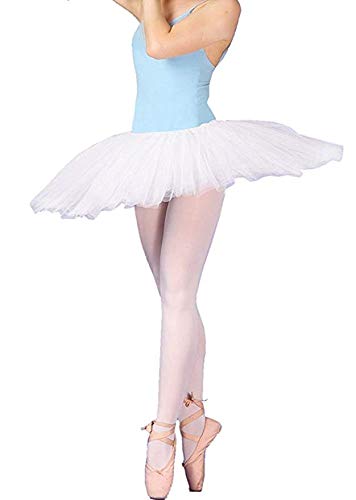 Ruiuzi Tutu Falda de Mujer Falda de Tul 50's Short Ballet 3 Capas Accesorios de Vestimenta de Baile Niñas para Vestirse Disfraces Danza (Blanco)