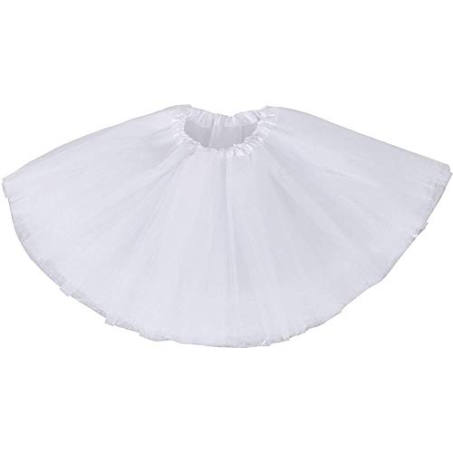 Ruiuzi Tutu Falda de Mujer Falda de Tul 50's Short Ballet 3 Capas Accesorios de Vestimenta de Baile Niñas para Vestirse Disfraces Danza (Blanco)