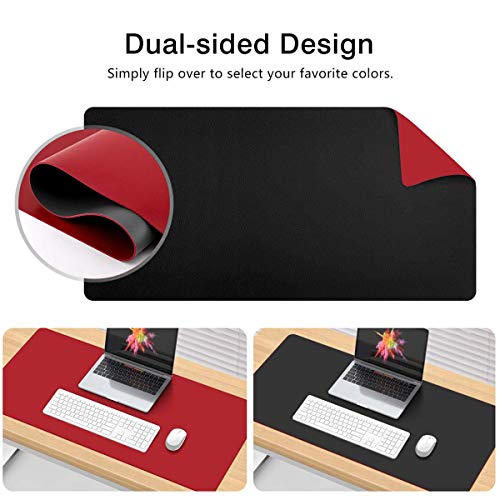 RuoCherg Alfombrilla para Ratón,800 x400mm Ultra Fino Antideslizante e Impermeable Alfombrilla para Escritorio del Cuero de la PU Super-Portátil Alfombrilla con Doble Cara