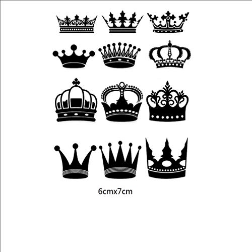 Ruofengpuzi Adesivo Tatuaggioetiquetas Engomadas del Tatuaje De La Corona Blanco Y Negro Impermeable Anillo De Dedo Pequeño Patrón Corona Oreja Muñeca Muñecas Arte del Viento
