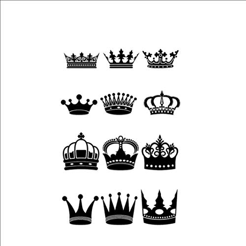 Ruofengpuzi Adesivo Tatuaggioetiquetas Engomadas del Tatuaje De La Corona Blanco Y Negro Impermeable Anillo De Dedo Pequeño Patrón Corona Oreja Muñeca Muñecas Arte del Viento