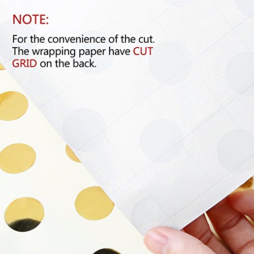 RUSPEPA Rollo De Papel Para Envolver Regalos - Estampado Dorado Para Cumpleaños, Día De Fiesta, Boda, Baby Shower Papel De Regalo - 3 Rollos - 76 X 305 CM Por Rollo