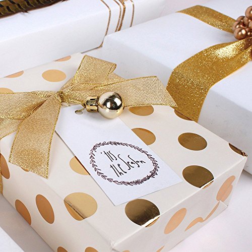 RUSPEPA Rollo De Papel Para Envolver Regalos - Estampado Dorado Para Cumpleaños, Día De Fiesta, Boda, Baby Shower Papel De Regalo - 3 Rollos - 76 X 305 CM Por Rollo