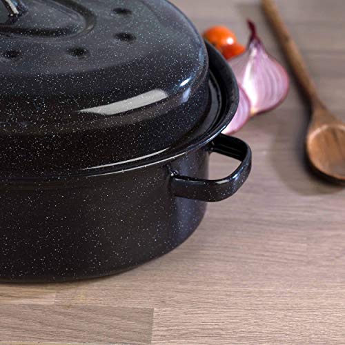 Russell Hobbs Asador con Tapa CW11491 con Esmalte vítreo, 36 cm, Negra, esmaltado