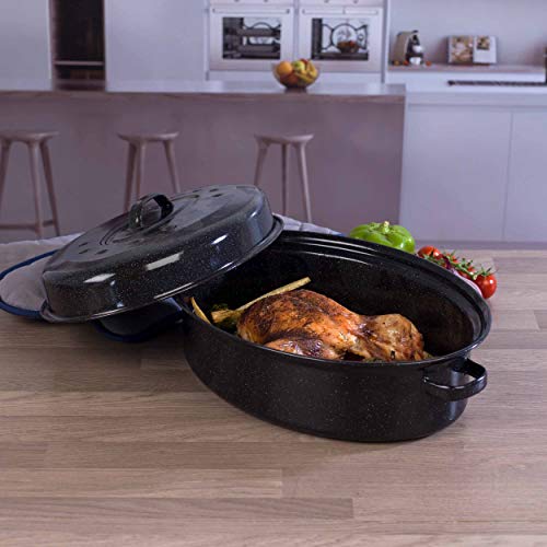 Russell Hobbs Asador con Tapa CW11491 con Esmalte vítreo, 36 cm, Negra, esmaltado