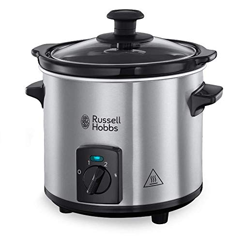 Russell Hobbs Compact Home - Olla de Cocción Lenta Compacta (Olla Baja Temperatura, Acero Inox y Negro, 2l) -ref. 25570-56