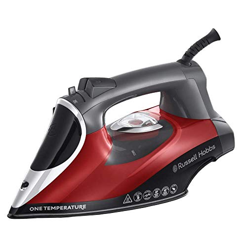 Russell Hobbs One Temp 25090-56 – Plancha de Ropa de Vapor, 2600 W, Suela de Cerámica con Turalina, Rojo y Negro