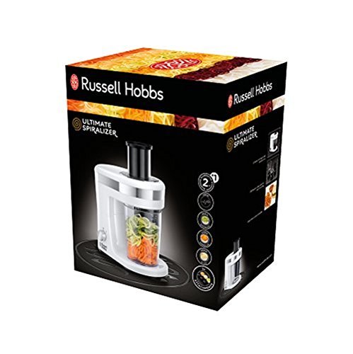 Russell Hobbs Ultimate - Espiralizador de Verduras y Fruta (300 W, Blanco y Gris, 3 Accesorios, sin BPA) - ref. 23810-56