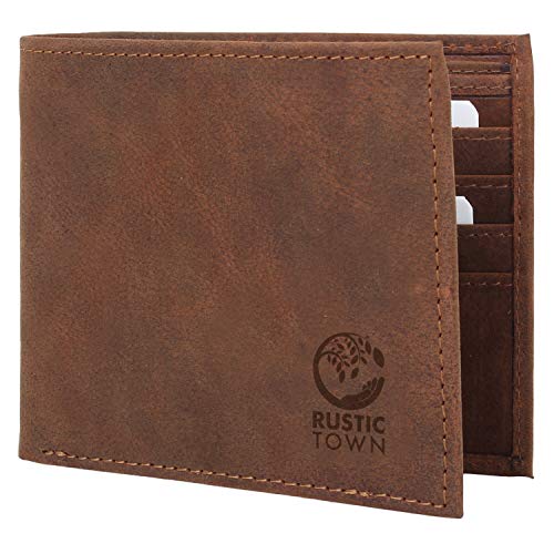 Rustic Town de Primera Calidad Hecha a Mano Cartera Billetera de Cuero Cartera de Cuero Monedero de Cuero Vintage y Estilo Antiguo para Hombres y Mujeres Un Regalo del Artesano Indio.