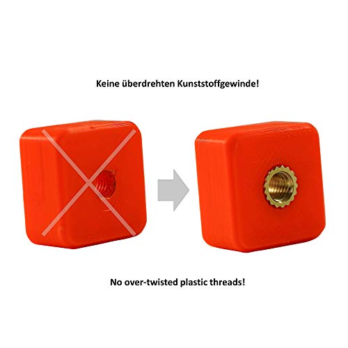 ruthex® inserto roscado M5 (50 piezas) | RX-M5x9.5 Zócalos roscados de latón | Tuerca a presión para piezas de plástico | por calor o ultrasonido en piezas de impresora 3D