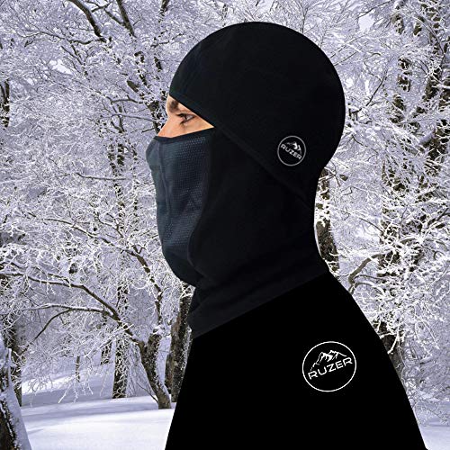 RUZER HELVENArmour v2 - Forro polar térmico extra cálido para deporte máscara de esquí ciclismo moto jogging nieve viento pasamontañas gorro capucha protección fría filtro de aire transpirable