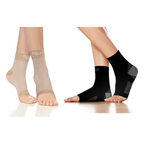 Ryaco Medias de Compresión para la Fascitis Plantar (2 Pares), Compresión Graduada de Alta Tecnología 7 Zonas. Fascitis Plantar pie Arch Support Calcetín/Funda para Hombre y Mujer Aliviar el Dolor