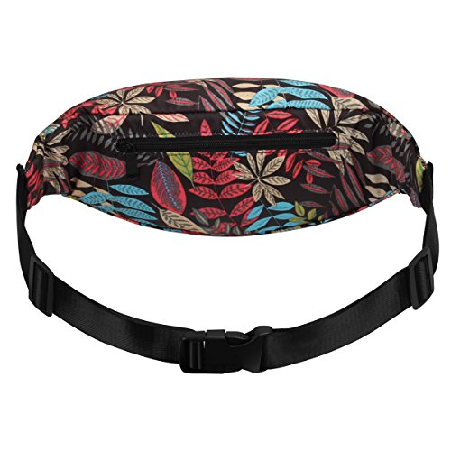 Ryaco Riñoneras Deportivas, Riñoneras Running Hombre, Bolso de Cintura Viajar, Hípica, Golf, Acampada para iPhone XS MAX X 8 7 Plus, Galaxy S9 S8 Plus, S7 Edge, Note 8, 5 (Hoja Colorida)