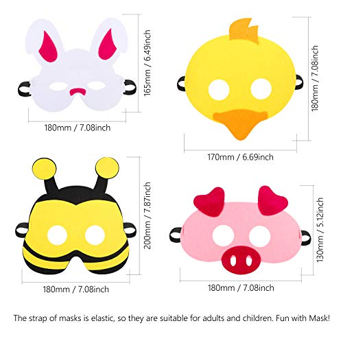 Rymall Mascaras Animales para Niños, 20 PCS Máscaras de Fiesta Máscaras de Cosplay Ideal para Festivales, Fiestas y El Regalo de Cumpleaños