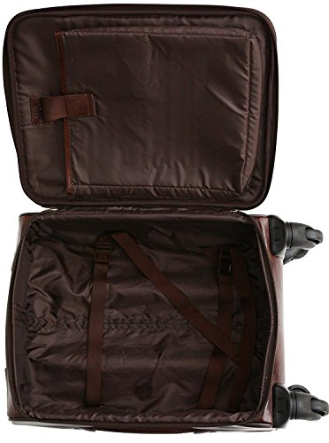 S Babila - Maleta de cabina con ruedas - Con funda para ordenador portátil de 14" - Cuero - Marrón oscuro