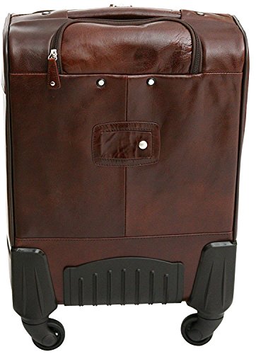 S Babila - Maleta de cabina con ruedas - Con funda para ordenador portátil de 14" - Cuero - Marrón oscuro