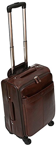 S Babila - Maleta de cabina con ruedas - Con funda para ordenador portátil de 14" - Cuero - Marrón oscuro