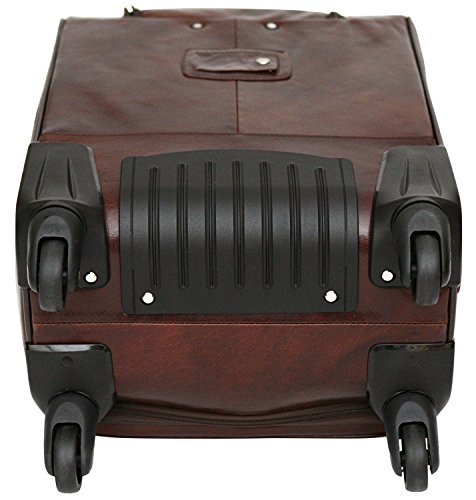 S Babila - Maleta de cabina con ruedas - Con funda para ordenador portátil de 14" - Cuero - Marrón oscuro