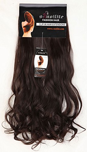 S-noilite® 17" (43 cm) extensiones de cabello cabeza completa clip en extensiones de pelo Ombre ondulado rizado - marron oscuro