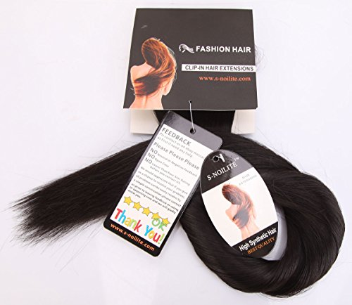 S-noilite® 26 "(66 cm) Extensión sintética para cabello, pieza suelta, 3/4, cabeza completa, color negro(Natural Black)