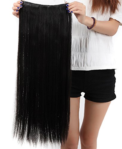 S-noilite® 26 "(66 cm) Extensión sintética para cabello, pieza suelta, 3/4, cabeza completa, color negro(Natural Black)