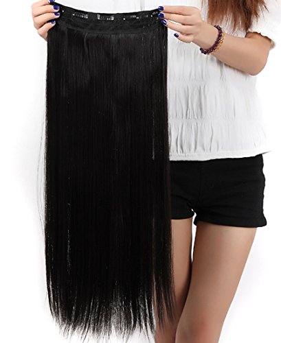 S-noilite® 26 "(66 cm) Extensión sintética para cabello, pieza suelta, 3/4, cabeza completa, color negro(Natural Black)