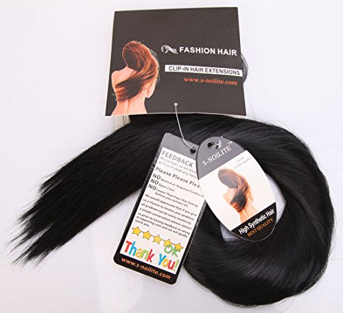 S-noilite - Clip de extensiones de pelo, cabello moreno, 76 cm, color negro profundo