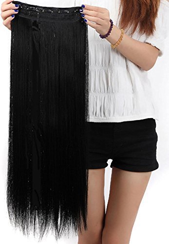 S-noilite - Clip de extensiones de pelo, cabello moreno, 76 cm, color negro profundo