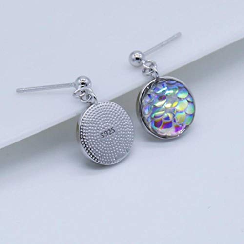 S925 Plata Esterlina Multicolor Dragón Escamas Aretes Redondos Simples Cara Cicatriz Anillos Mujeres, WOZUIMEI, Como se muestra