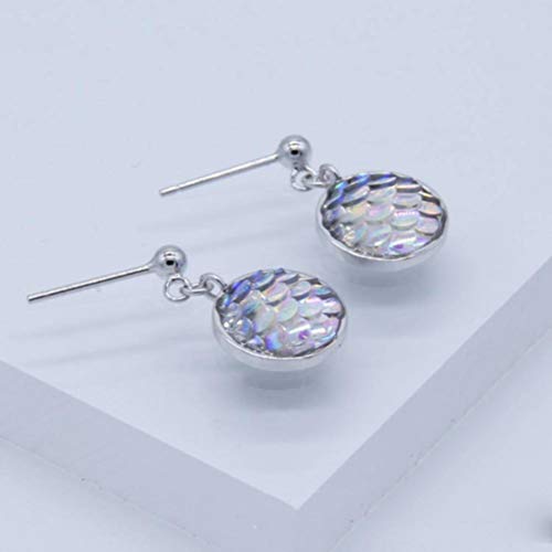 S925 Plata Esterlina Multicolor Dragón Escamas Aretes Redondos Simples Cara Cicatriz Anillos Mujeres, WOZUIMEI, Como se muestra